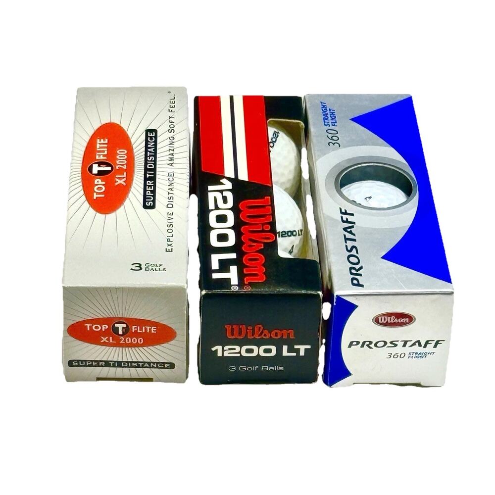 Vintage Golf Balls Lot 3 Packs Top Flite XL 2000 Wilson 1200 LT ProStaff NOS